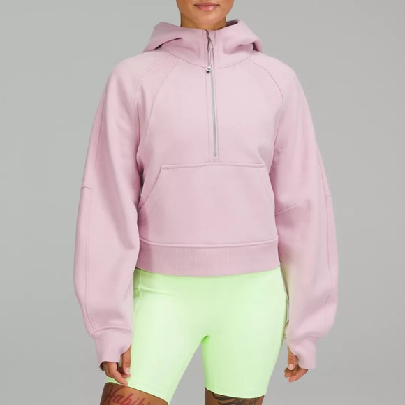 *pastel blue and strawberry milkshake colour Scuba Oversized Half-Zip Hoodie - Picture 1 of 4